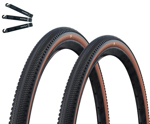 2 x Schwalbe G-One Comp cykeldäck Active K-Guard Green Compound E-25 svart/brons 40–622 (28 x 1,50) inkl. maxxi4you däcklyftare