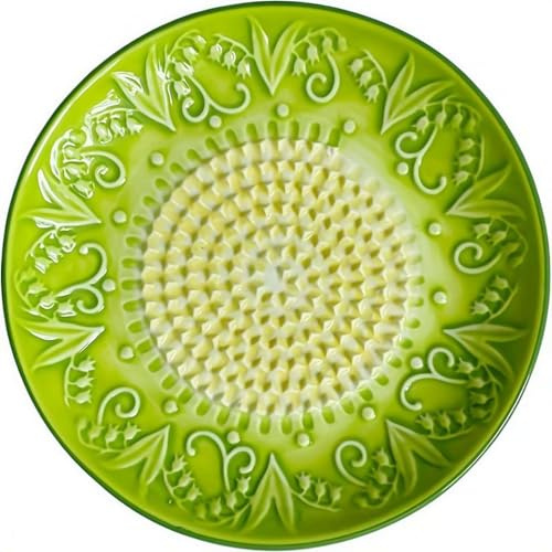 Ceramic Garlic Grater Plate Lily of the Valley Embossed Manual Ginger Grater 4 Colors Blade Free Multi Purpose Grinder for Cheese Fruits Vegetables Kitchen Gadget Gift for Home Cooks Chefs