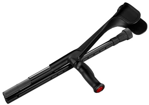 Ossenberg Faltbare Reisestütze aus Carbon mit Anatomischem Softgriff rechts - höhenverstellbare Reisekrücke - Unterarmgehhilfe - belastbar bis 140 KG - leicht und stabil - schwarz