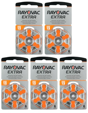Rayovac Extra Advanced Hearing Aid Batteries, Size 13, Orange Tab, PR48, Pack of 30 ? Frustration Packaging