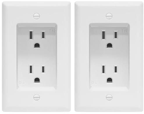 TOPGREENER Recessed Duplex Receptacle Outlet, Tamper-Resistant, Size 1-Gang 4.48 x 2.76, 15A 125V, TG15RD31-2PCS, White, 2 Pack