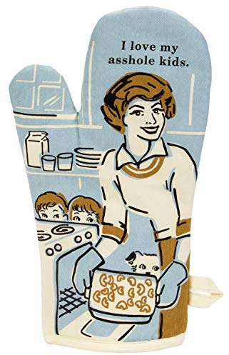 Blue Q I Love My Asshole Kids Funny and Cute Oven Mitts, Home Kitchen Gifts, Cooking Accessories, Super-Insulated Quilting, Comfy Natural-Fitting Shape, Pot Holders, 100% Cotton, Size 12.5L x 7.5W