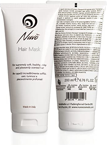 Nuvo' - Haarmaske mit Schneckenschleim und Pflanzlichem Keratin, 200 ml, Behandlung für trockenes und strapaziertes Haar, verleiht Glanz, Feuchtigkeit und Geschmeidigkeit, Made in Italy