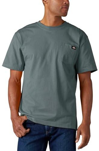 Dickies Men's Short Sleeve Heavyweight Crew Neck Pocket T-Shirt, Smoke Blue, Large