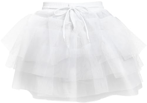 Amosfun Girl Petticoat Tutu Skirt Crinoline Wedding Children Layered Tulle Princess Dresses Underskirt for Valentine's Day Christmas Thanksgiving Party Child Kids Girl 35cm White