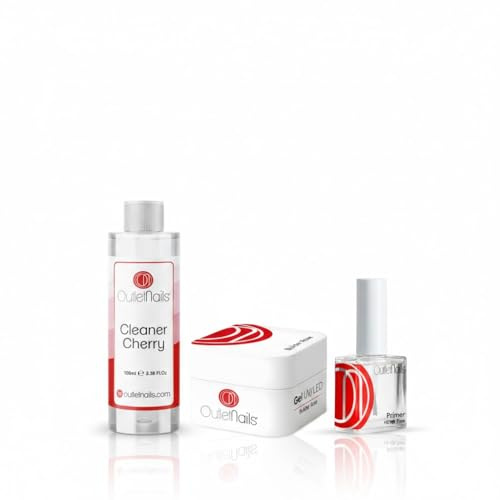 UV Gel Builder Rose 50ml + Primer 15ml sin acido + Limpiador 100ml Cherry | Para uñas de gel de Outlet Nails