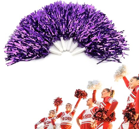 DEWIN 6pcs Pom-Pom Girls, Pompon per Cheerleading Aerobica Pom Poms Pompon Squadra Cheerleader Poms Pompon Sport Cheer Party per Riunione Sportiva, Stadio, Festa, Vacanze (Viola)