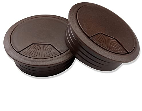Mprofi MT® 2 Piezas | Pasacables para Escritorio Marrón Ø80mm | Organizador de Muebles de Oficina | Pasacables de Plástico | Salida de Cables | Organizador de Escritorio | Caja de Cables