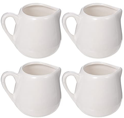 Cabilock 4 Pièces Mini Café Lait Creamer Pichet Pichet de Service en Céramique Porcelaine Saucière Saucière Sauce Lait Cruche Gravey Verseur Céramique Creamer Mousse Tasse 50Ml