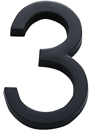 Zayookey 2 Pouces (6cm) 3D Numéros de Boîte aux Lettres Modernes Plaque de Numéro de Maison Noir Mat Rue Auto-adhésifs Numéros d'Adresse de Porte pour Appartement Hôtel House Number (Door Number 3)