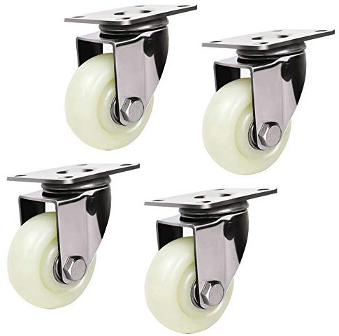 Xcjymx Caster 4 Nylonräder 75 Mm Schwere Schwenk -Rizinusräder Für Trolleys Weiße Industrieplatte Mit Bremse/Fest/Universal/5 Zoll