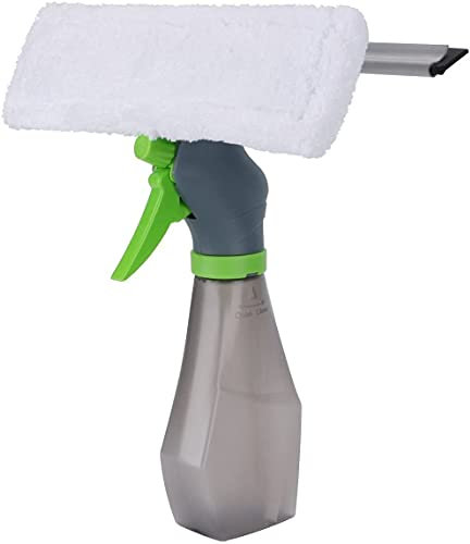 3 in 1 Window Cleaner Squeegee,Microfiber Window Washer,Glass Cleaning Tool Wiper with Spray Bottle for Home Window, Car Window
