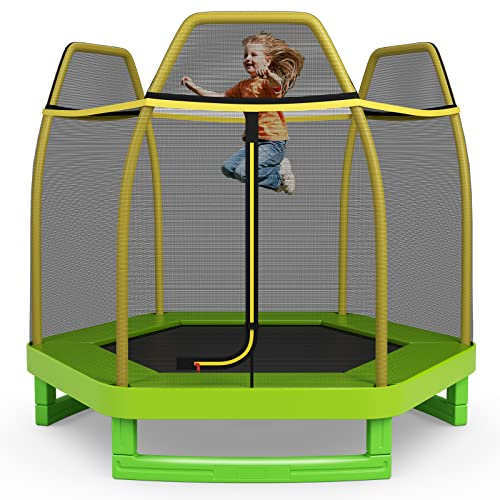 Giantex 7FT Trampoline for Kids, 84 Toddler Kids Trampoline Indoor Outdoor with Enclosure Net, Widened Base, ASTM Approval