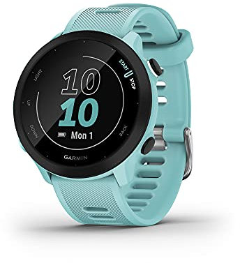 Garmin [Renewed] Forerunner 55 GPS 42mm Running Smartwatch, Easy to use, Lightweight, Training Guidance, Safety & Tracking Features, Aqua (Renewed)