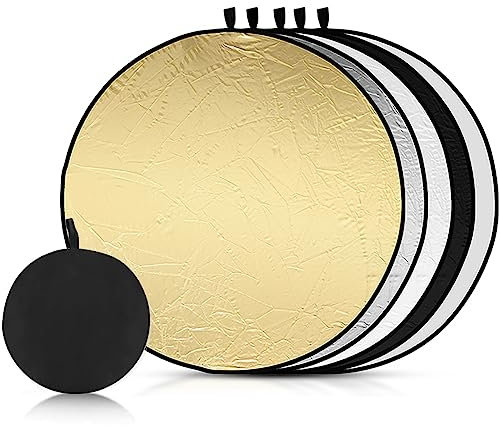 5 en 1 Réflecteur, 32inch/80cm Reflecteur Lumiere Photo, Pliable Reflecteur Lumiere, Réflecteur De Lumière, Panneau Réflecteur Photo Pliable Multi-Disques,pour Portrait,Selfie,Photographie De Mariage