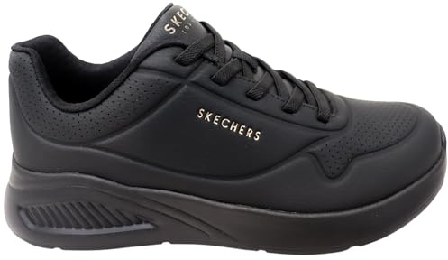 Skechers Women's Uno Lite Lite Work Sneaker, Black Duraleather, 6 UK