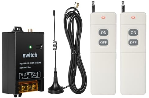 Jadeshay Funk Lichtschalter 230V, Fernbedienung Schalter, Funk Fernbedienung Relais 30A 500m/1640ft Langstrecken Fernschalter AC220V für Lampen Wasserpumpen Motorventilatoren