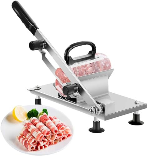 ZMIN Manual Frozen Meat Slicer Stainless Steel Cutter Machine for Home Kitchen Use Commercial Beef Mutton Roll Cutting Slicers for Hot Pot Lover