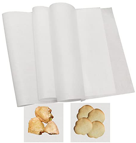 Lot de 100 feuilles de papier sulfurisé de luxe antiadhésives prédécoupées pour la cuisson de la friteuse à air, du pain, du gâteau (18 x 18 cm)