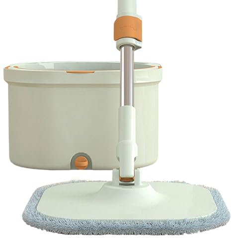 Ensemble de Système de Vadrouille et de Seau à Plancher Plat avec Essoreuse, Vadrouille Rotative Autonettoyante et Seau pour Séparer l'eau Propre et Sale pour Le Nettoyage du Bois Dur,Blue