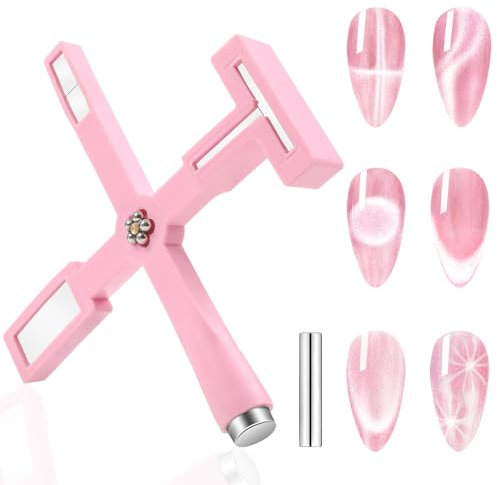 5 in 1 Magnetic for Cat Eye Nails，Upgraded Nail Magnet Pens mit Silikon-Schutzhülle Magnetische Stift Katze Eye Pen für Ideal Katzenaugen Magische Effekt 3D Magnetic Cat Eye Gel Polish