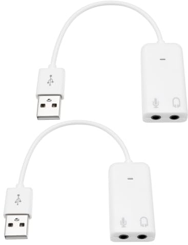 EMSea 2 Stück USB Soundkarten Adapter 7.1 Kanal Externer Audio Adapter Stereo Soundkarten Konverter 3,5 Mm AUX Mikrofon Buchse Kompatibel mit Raspberry Pi