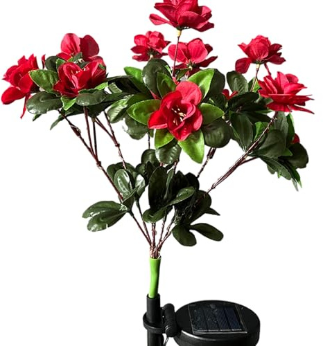susiodeu Solar Garden Lights for Azalea Flowers – Durable Waterproof Easy Installation Solar Flowers Lawn Lamp LED Energy Saving, Red, Lanterns