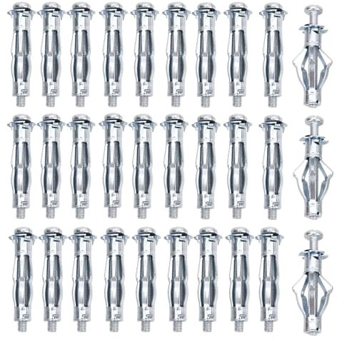 ZHYUAN 30 pezzi Ancoraggi di un pannello di cartongesso,Tasselli in metallo,Tasselli per Cartongesso M8 x 52 mm,tasselli di ancoraggio resistenti per cartongesso,per fissaggio in cartongesso