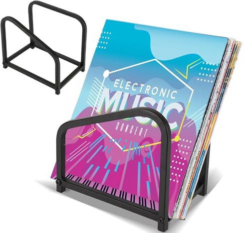 Schallplattenregal – Zeitungshalter, Aktenordner und Schallplattenaufbewahrung, stilvoller Schreibtisch-Organizer, 30 LPS-Ständer, hält Ihre Bücher und Ordner ordentlich organisiert
