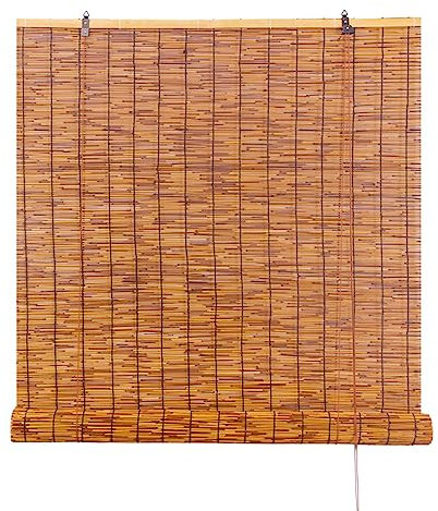 Bambusrollo Vintage Strohvorhang Retro Natur Schilf Schatten für Innen/Außen Garten oder Fenster