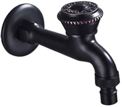 SXWYLZ Robinet Antique de Jardin Noir Robinet Exterieur Jardin 1/2 Laiton Robinet D'Eau Froide Vintage Robinet Mural Extérieur Long Robinet Antigel