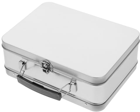 OFFSCH Fiambrera Metálica Vintage Con Asa Y Tapa Hermética Caja De Almuerzo Portátil De Hojalata 8.07X5.90X2.95In Contenedor Para Alimentos Y Regalos