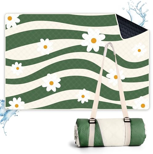 LARUTAN Stranddecke, wasserdicht & waschbar, tragbare Picknickdecke mit Tragegurt - perfekt für Strand & Picknick Versailles Daisy 200 x 300 cm