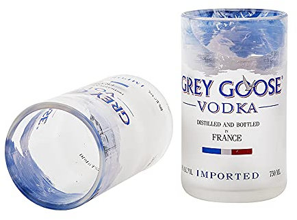 GoGiftid Upcycled Grey Goose Vodka Bottle Glass with Gift Box – 300ml Recycled Tumbler – Eco-Friendly Barware for Spirits, Cocktails & Juice – Pack of 1