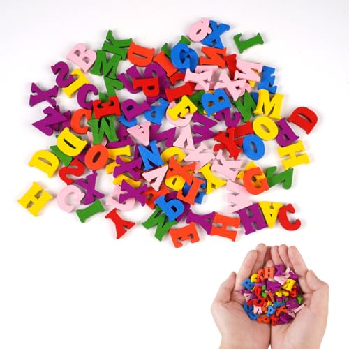400 Piezas Letras de Madera Coloridas (A-Z) Mezcla Aleatoria 15mm Alfabeto Completo en Madera sin Agujeros Reutilizable Ideal para Manualidades, Decoración, Aprendizaje Infantil y Proyectos DIY
