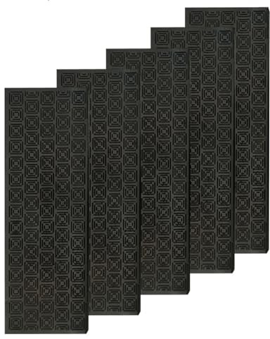 e-floor Treppenmatten Outdoor Stufenmatten aus Gummi Teppich Außen - 5er Set Treppenstufen Matten 24x73 cm Schwarz rutschfest - Gummistufenmatte Antirutschmatten - Gummimatte mit Rand Geometrisch
