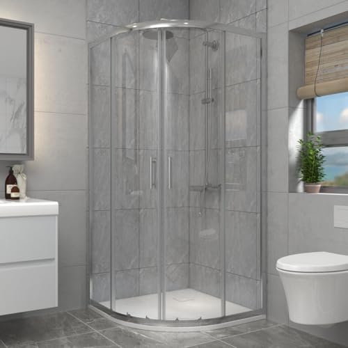 Aquariss 900x800mm Chrome Framed Offset Quadrant Shower Enclosure Cubicle 6mm Sliding Tempered Glass Door Wetroom
