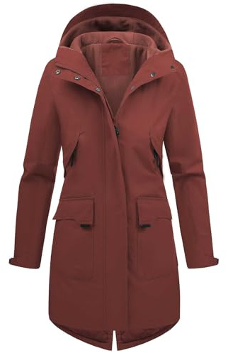 Vancavoo Veste Femme mi Saison Imperméables Parka Longue Blouson avec Capuche Décontracté Légères Jacket Coat Classique Automne Hiver Outwear,Bordeaux,XXL