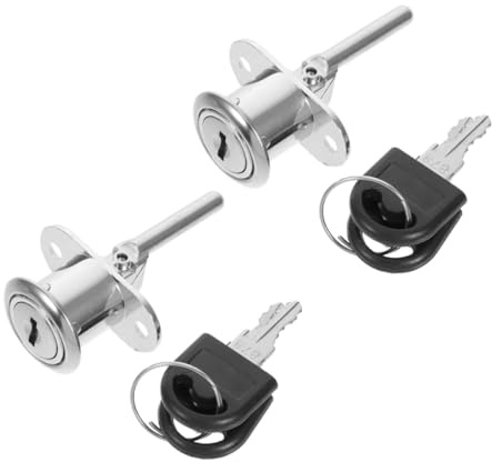 Homoyoyo 2PCS Metal Drawer Locks with Keys Cabinet and for Office Desks Wardrobe Furniture and Security for Files and Personal Belongings