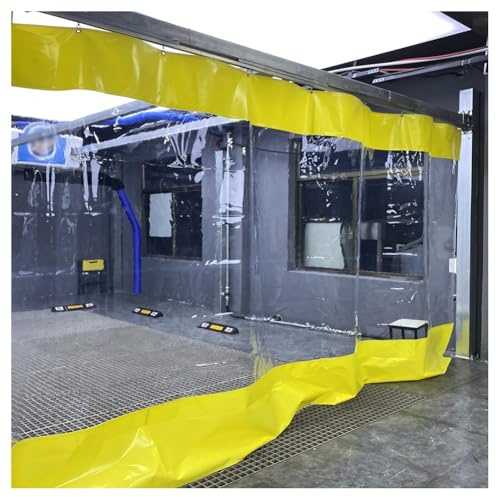 Zfmnoyev Garage Divider Curtains, Outdoor Waterproof Vinyl Curtains with Eyelets, Weather Resistant Partition Curtain with Hook for Pergola Porch, Easy to Clean & Install(Yellow)