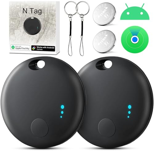 Air Tracker Android, Apple e Android Smart Tracker Tag, Bluetooth Localizzatore Trova oggetti Compatibile con Apple e Google Funzioni Trova Dov'è, Localizzatore Chiavi per Borse, Bagagli, Zaini (Nero)
