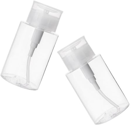 PartyKindom 2Pcs Leak Petg Liquid Holder Bottles Portable Push Down Pump Dispensers for Travel Toiletries Cleansing Water and Nail Polish Remover