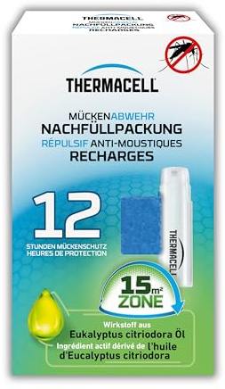 Thermacell Mückenabwehr Nachfüllpackung – 12 Stunden Mückenschutz | 3 Wirkstoffplättchen & 1 Gaskartusche – Nachfüllpack für Thermacell Geräte