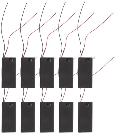 MALUGOGO Lot de 10 supports de batterie 9 V et interrupteur carrés 6F22 pour appareils électroniques Noir