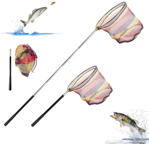 Dwitkul Retino telescopico per bambini 41-150 cm Retino da pesca, rete per farfalle con asta telescopica per spiaggia, giardino, piscina, laghetto