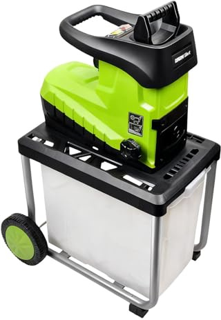 pedenencelia Broyeur De Branches Électrique 2800 W, avec Bac De Ramassage Amovible De 60 L, Broyeur À 5000 TR/Min pour Branches De 45 Mm, Broyeur De Branches avec Nouvelle Tête Coupe À Engrenages
