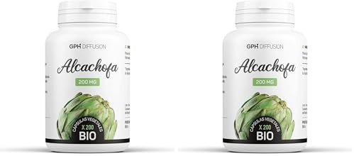 Alcachofa Orgánica (Cynara scolymus L.) - 200 mg - 200 cápsulas vegetales - Alcachofa Hojas - Complemento alimenticio - Formula Pura y Natural - GPH DIFFUSION (Paquete de 2)