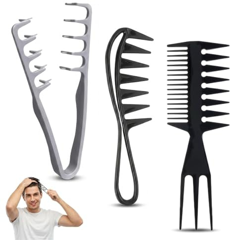 Peine rizador de 3 piezas, peine texturizador, pinzas para el cabello, peine texturizador, peine de peinado, herramienta para dar volumen a las raíces del cabello y al flequillo