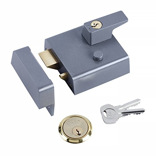 Yale B-1-DMG-SC-60 Nachtriegelschloss mit Doppelverschluss, 60 mm, Dunkelmetallic/Chrom-Finish, hohe Sicherheit, kann von innen mit Schlüssel verschlossen Werden