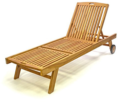 Divero klappbare Sonnenliege SOTOGRANDE aus Teakholz, behandelt - Farbe: Braun